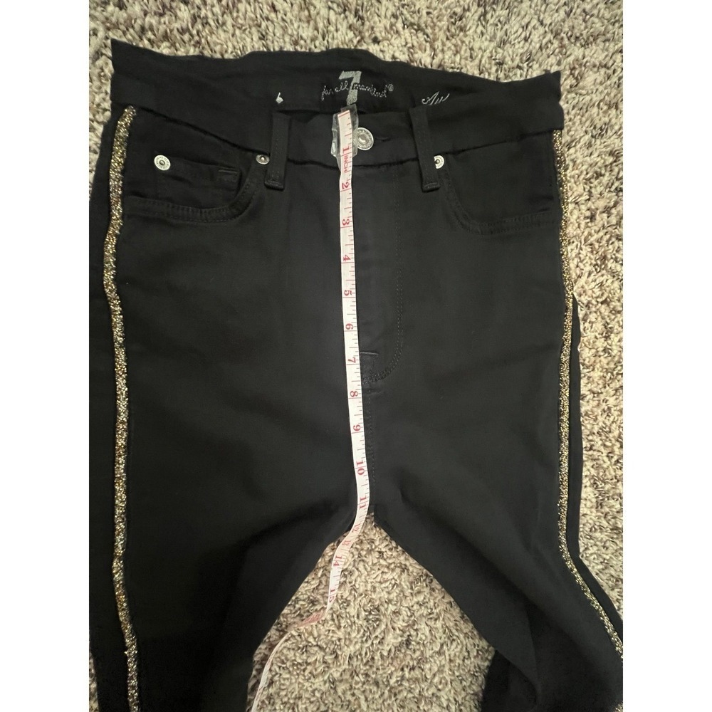 7 For All Mankind Aubrey Caviar Side Stripe Slim Illusion Jeans Black 26 (0621) - Picture 9 of 10